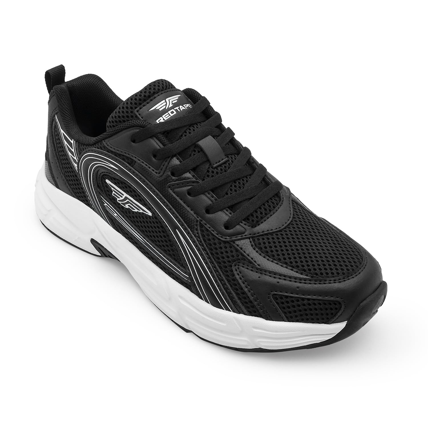 Men's Sneakers White Blue Mesh Pu Round Toe Lace-Up-image-9