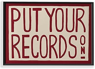 Retro Wall Art Print,Put Your Records On Poster, Mid Century Modern Wall Art,Red Put Your Records Hand Painted Print,Funky Retro Home Decor for Living Room,Bedroom or Music Room12x16 Inch Unframed