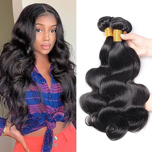 Cabello virgen brasileño de grado 12A, 3 paquetes de color natural, 100% sin procesar, Remy brasileño, ondulado, para mujeres negras (20, 22, 24)