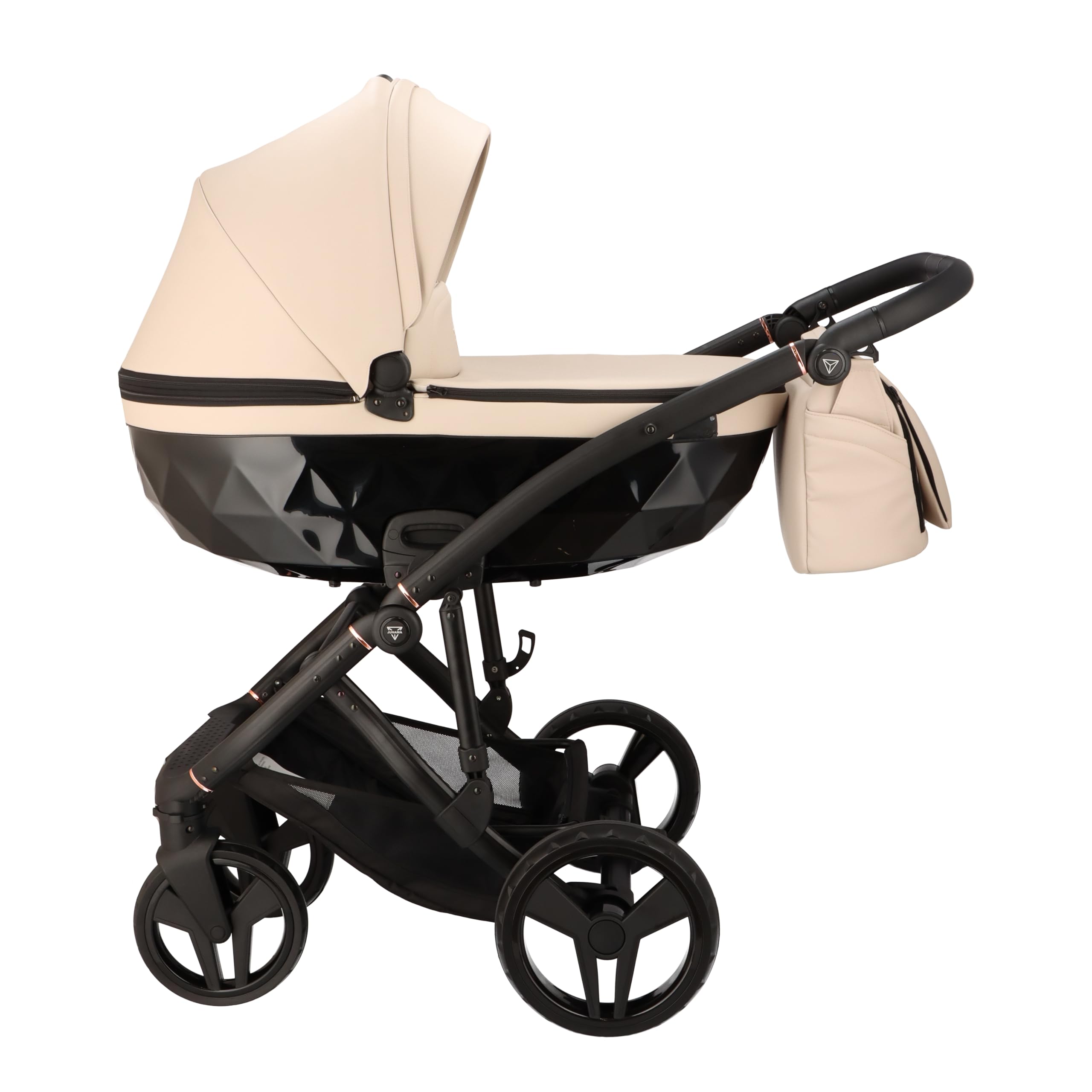 Junama Kinderwagen Diamond Classic 02 Beige - 2in1 3in1 4in1 + Sonnenschirm (4 in 1 mit ISOFIX Basis)