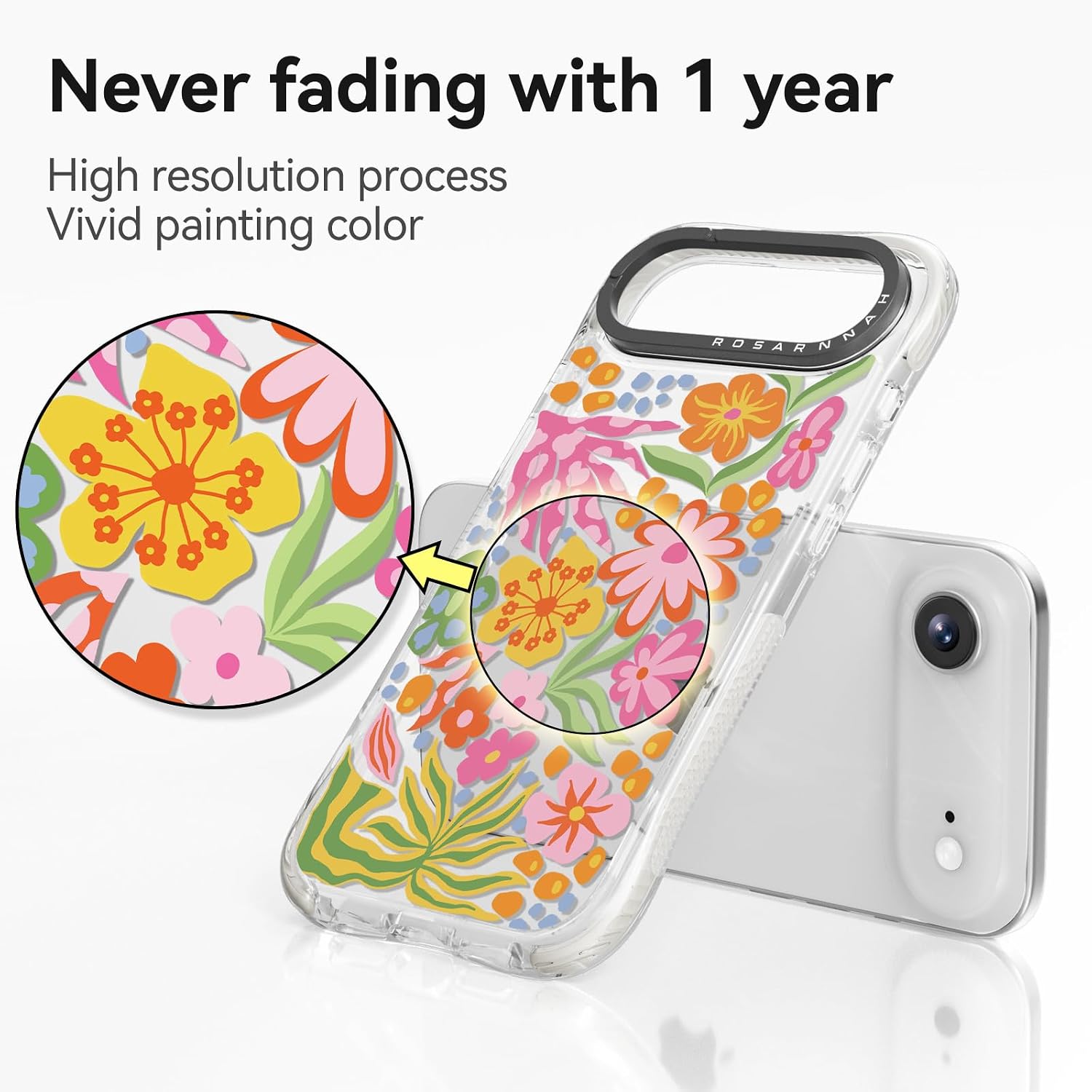 Rosarnnah for iPhone Air Case Cute - Military-Grade 20 ft Drop Protection Shockproof Phone Case - Funny Passion Flower Design for iPhone 17 Air (6.5") Glitter Clear