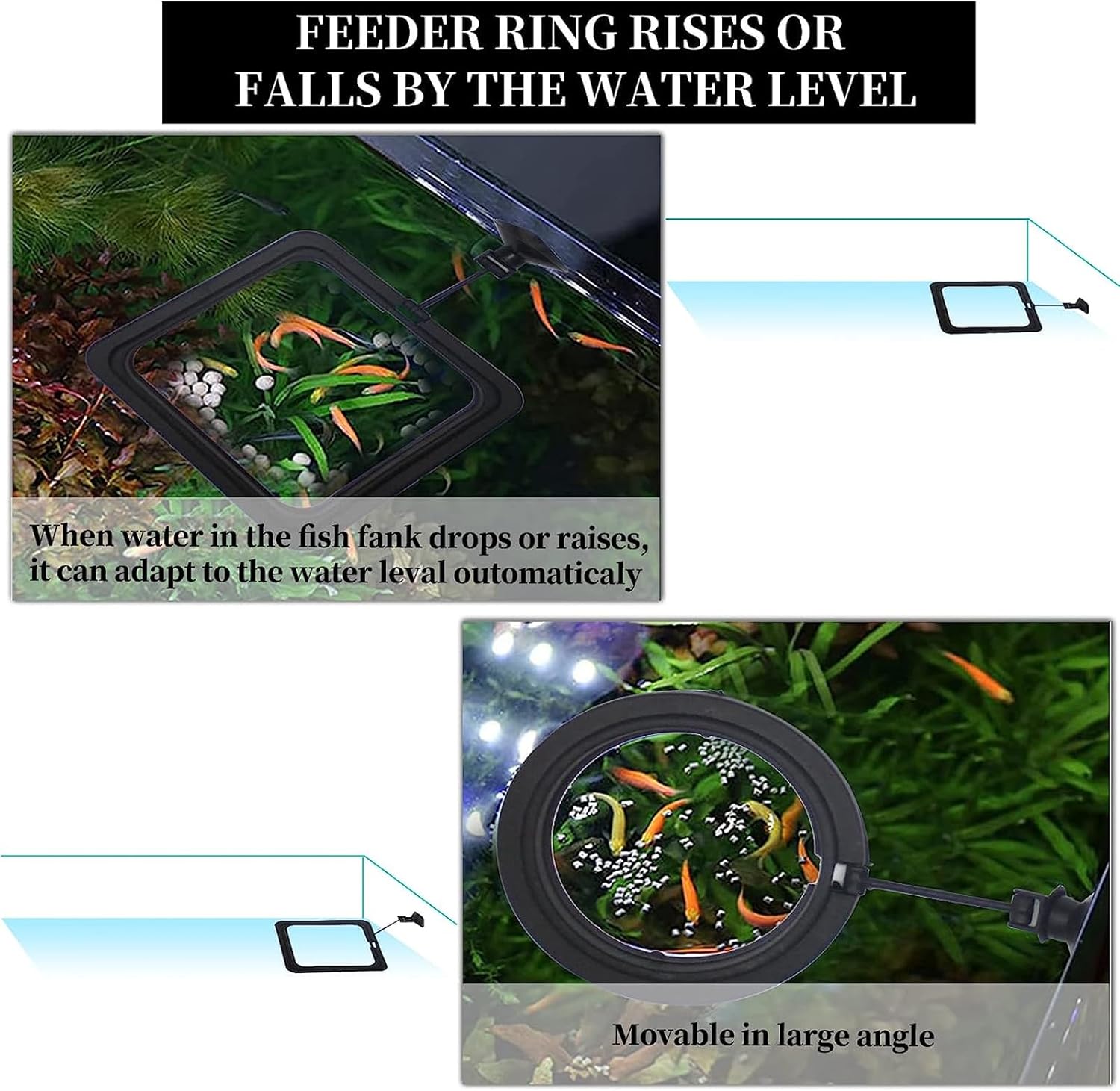2PCS Fish Feeding Ring,Fish Feeder Circle Aquarium and Tank Floating Rings Food Feeders with Suction Cup for Goldfish Turtle and Other Smaller Fish
