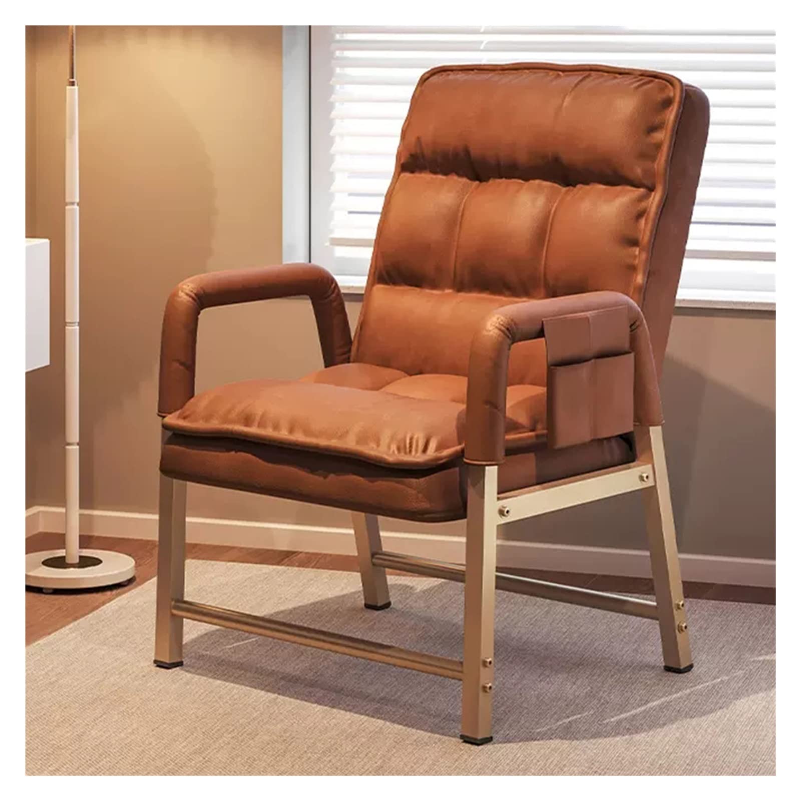 Fotel tapicerowany Leniwe krzesło z podnóżkiem skórzane krzesła akcentujące sofa krzesło sypialne z regulowanym oparciem i otomaną, ergonomiczne krzesło wypoczynkowe wysokie oparcie pojedyncze oparcie