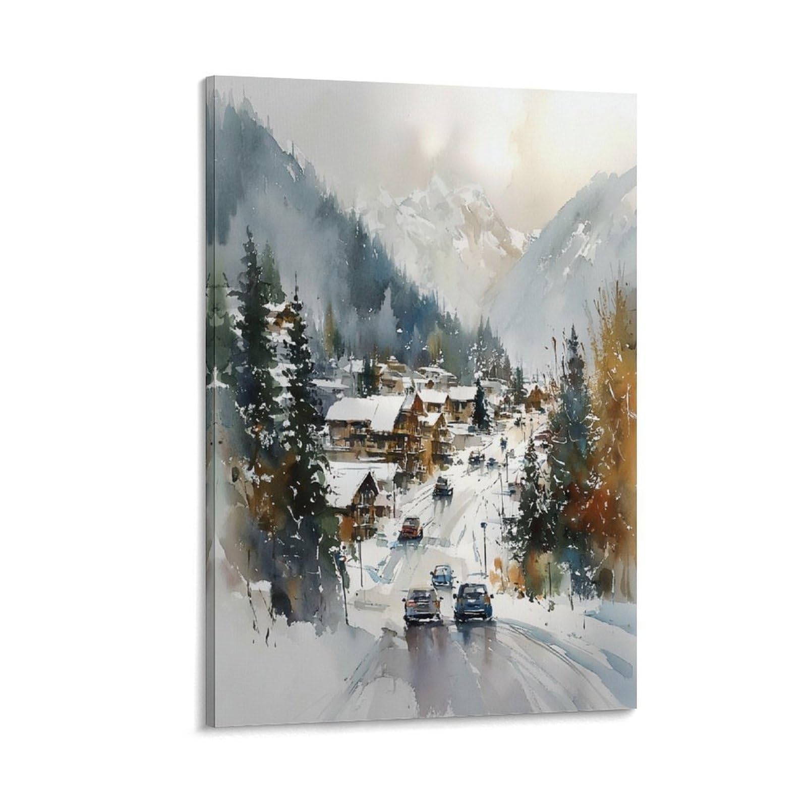 LCYNNH Breckenridge Colorado Watercolor Print Ski Town Wall 08x12inch(20x30cm) Print Home Bedroom Office Living Room Decor Canvas