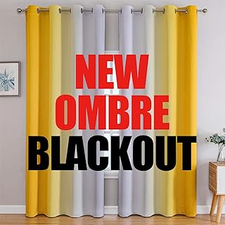 G2000 Blackout Curtains & Drapes for Bedroom Living Room 84 Inches Long Yellow and Greyish White Room Darkening Window Treatments Ombre Thermal Insulated Light Blocking Grommet Backdrop 2 Panels Set - Buy now