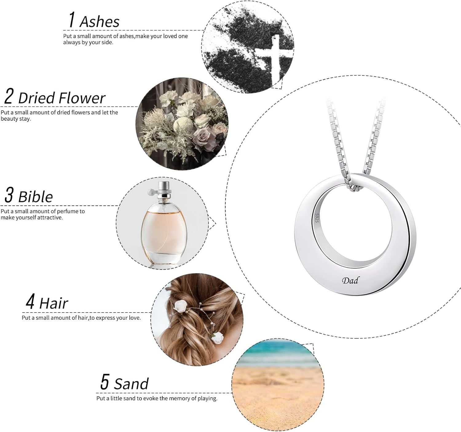 BEILIN Sterling Silver Circle of Life Eternity Memorial Urn Necklace Always with me Cremation Jewelry Pendant Necklaces for ashes - Image 3