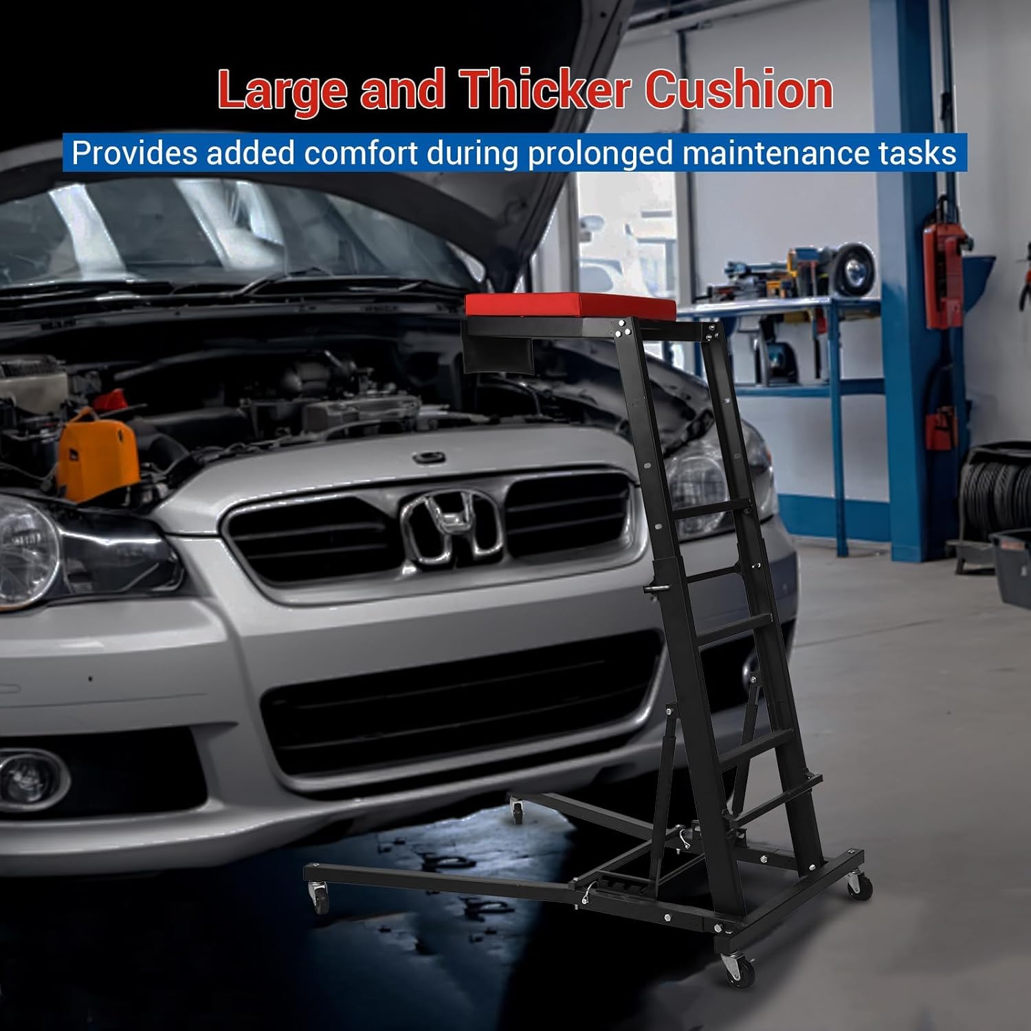 400lbs High Top Automotive Engine Creeper, 48" to 66" Adjustable Height Creeper for Garage Workshop Repair Maintenance Mechanic