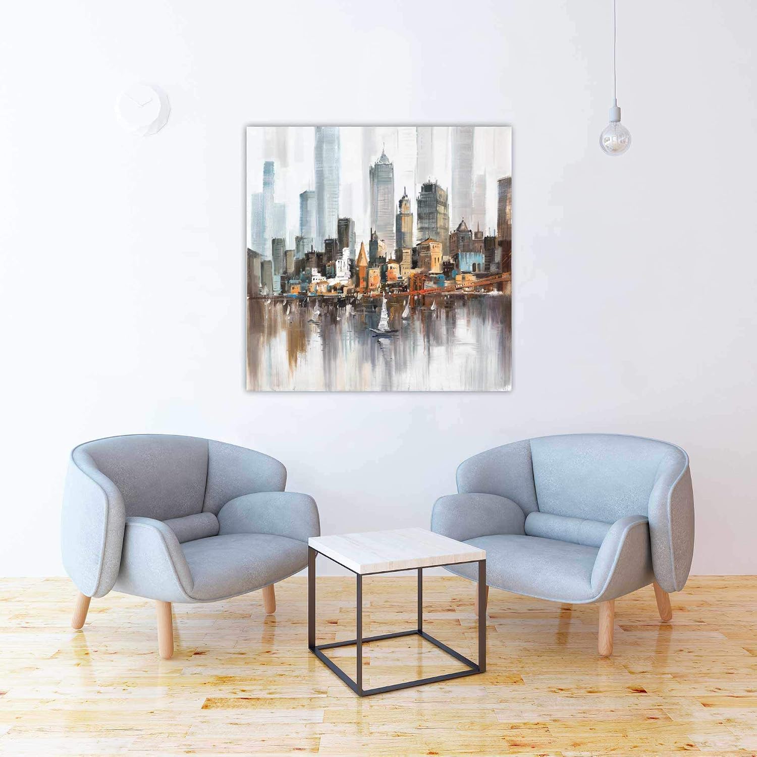 BEGIN DECO MAISON - HOME DECOR Costal Black & White Scene Wrapped Canvas, 36x36, Multicolor
