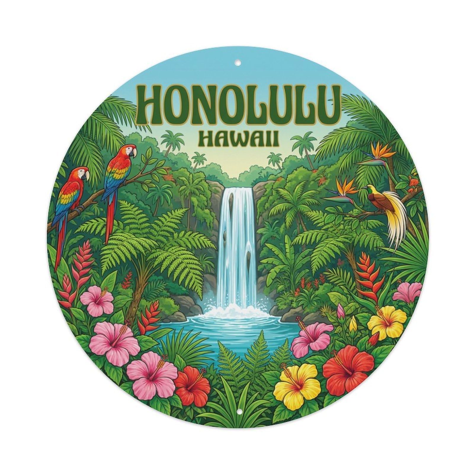 Este 8X8inch Style Vintage Travel Honolulu Hawaii Force Metal Tin Sign