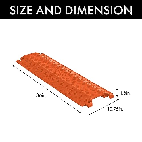 Miniatura 2 de Checkers Industrial Safety Products Fastlane FL1X4-O - Protector de cable de poliuretano de 1 canal con conectores en forma de L, naranja, 36