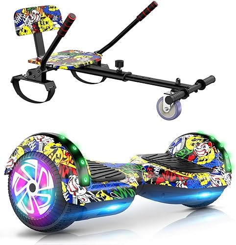 Miniatura 8 de LIEAGLE Scooter with Seat Attachment, 6.5" Scooters Go Kart Combo with Colorful LED Lights & Bluetooth, for Kids Boys Girls Adults All Ages A-Starry