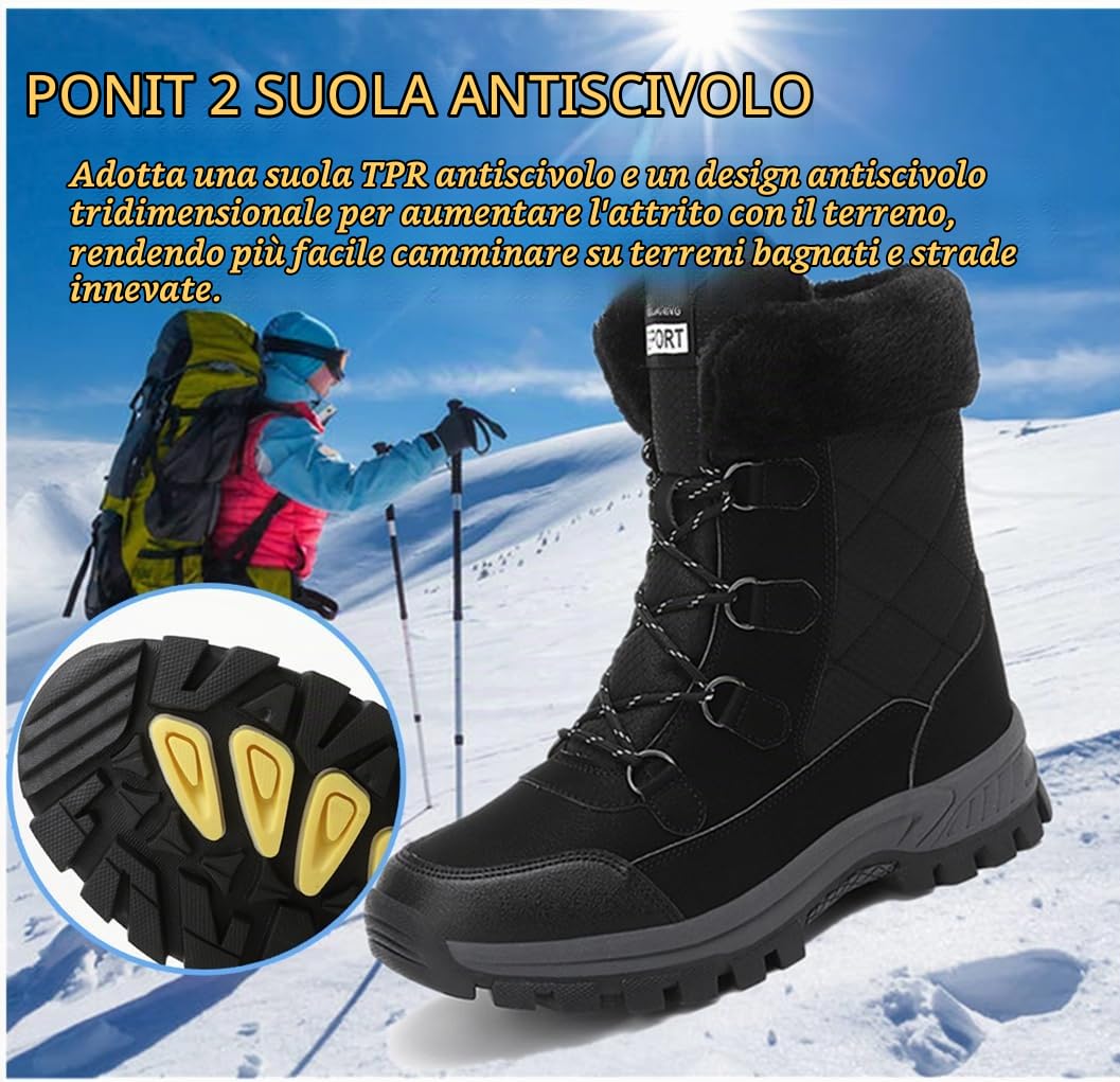 Stivali da neve da donna invernali impermeabili caldi foderati in pelliccia stivaletti a metà polpaccio stivali Antiscivolo stivali da passeggio stivali da trekking Stivaletti All'aperto