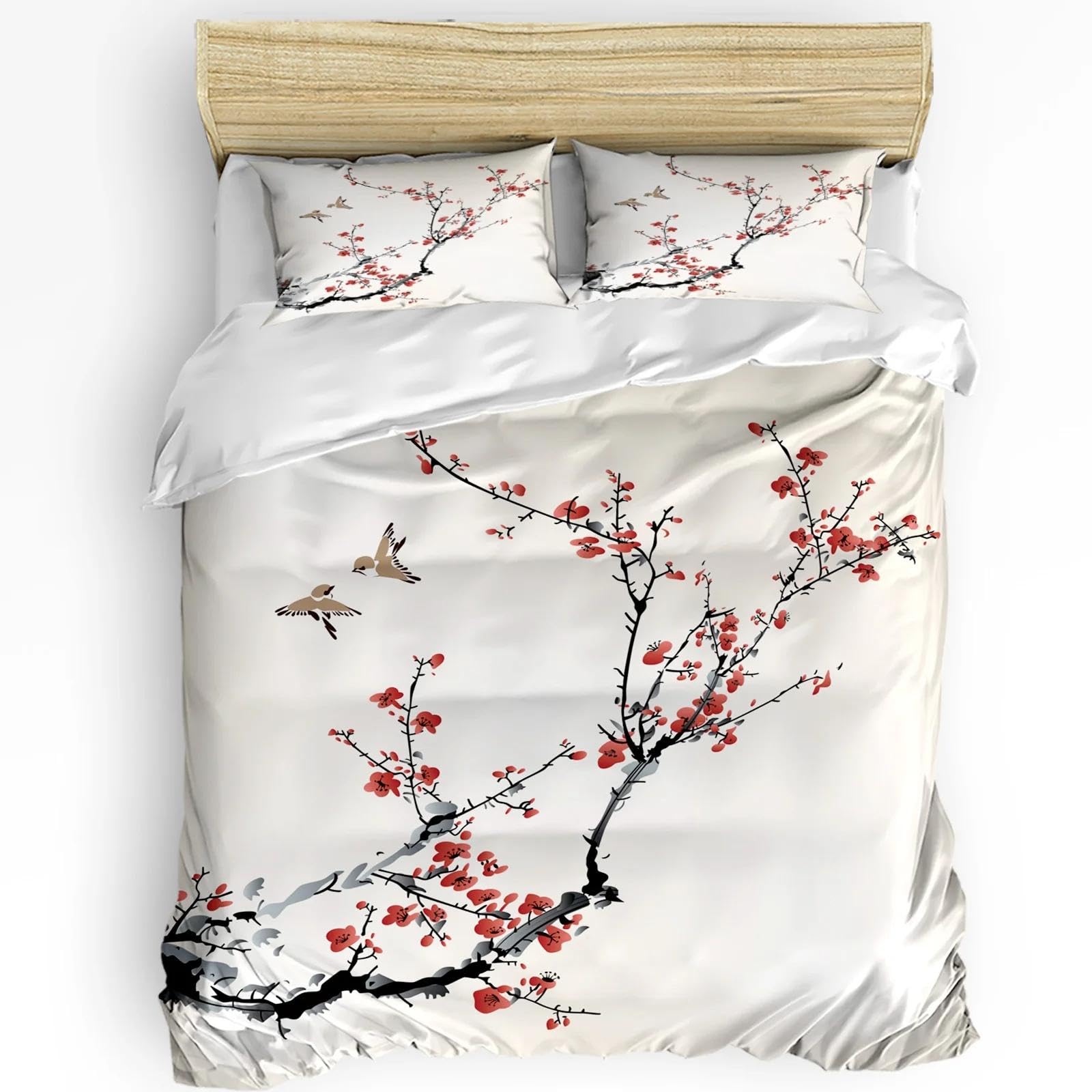 Parure de lit oiseau anti-plis housse de couette 200x200cm pour en finir avec les lits froissés