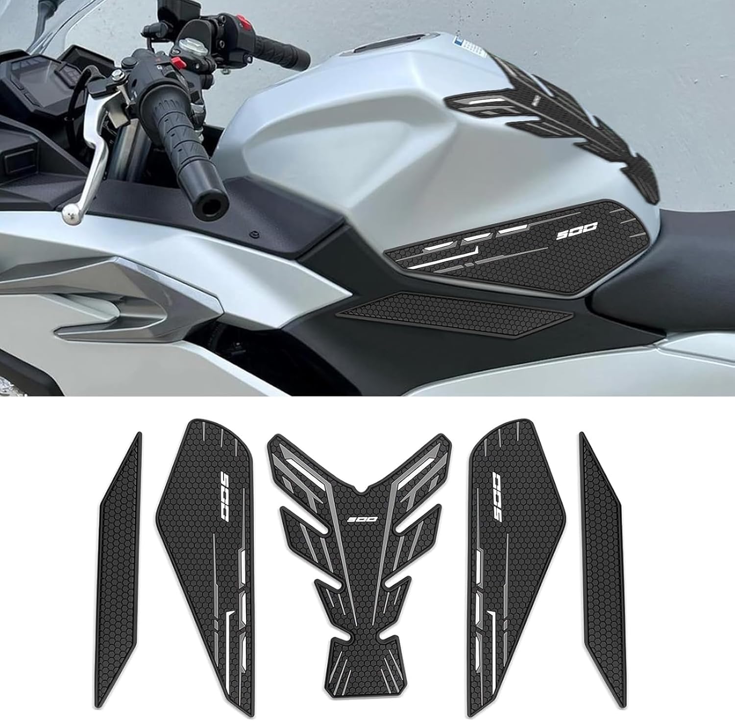 for Ninia 500 Z500 Ninja 500 SE Ninja 500 2024 2025 New Accessories Side Fuel Tank Pads Protection Stickers Decals Fuel Tank Knee Pads Traction Pads Ninja 400 Z400 2018-2025 Fuel Tank Pads (Grey)