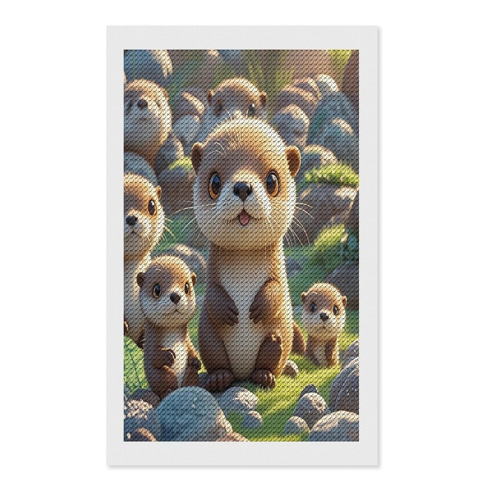 FekiLoot Cartoon Brown Otters Diamond Painting Kits for Beginners DIY Diamond Art Kits for Adults Full Drill Round Diamond Dot Gem Art Painting Fun DIY Crafts for Home Kitchen Wall Decor Gift 12"x20"
