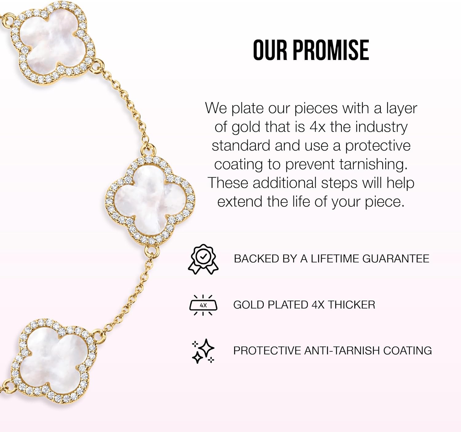 Electric Picks Icon Bracelet for Women, 14k Gold Plated Clover Charm Chain Bracelet, Adjustable 6"–7.5", Stackable Everyday Jewelry, Minimalist Gold Bracelet Gift