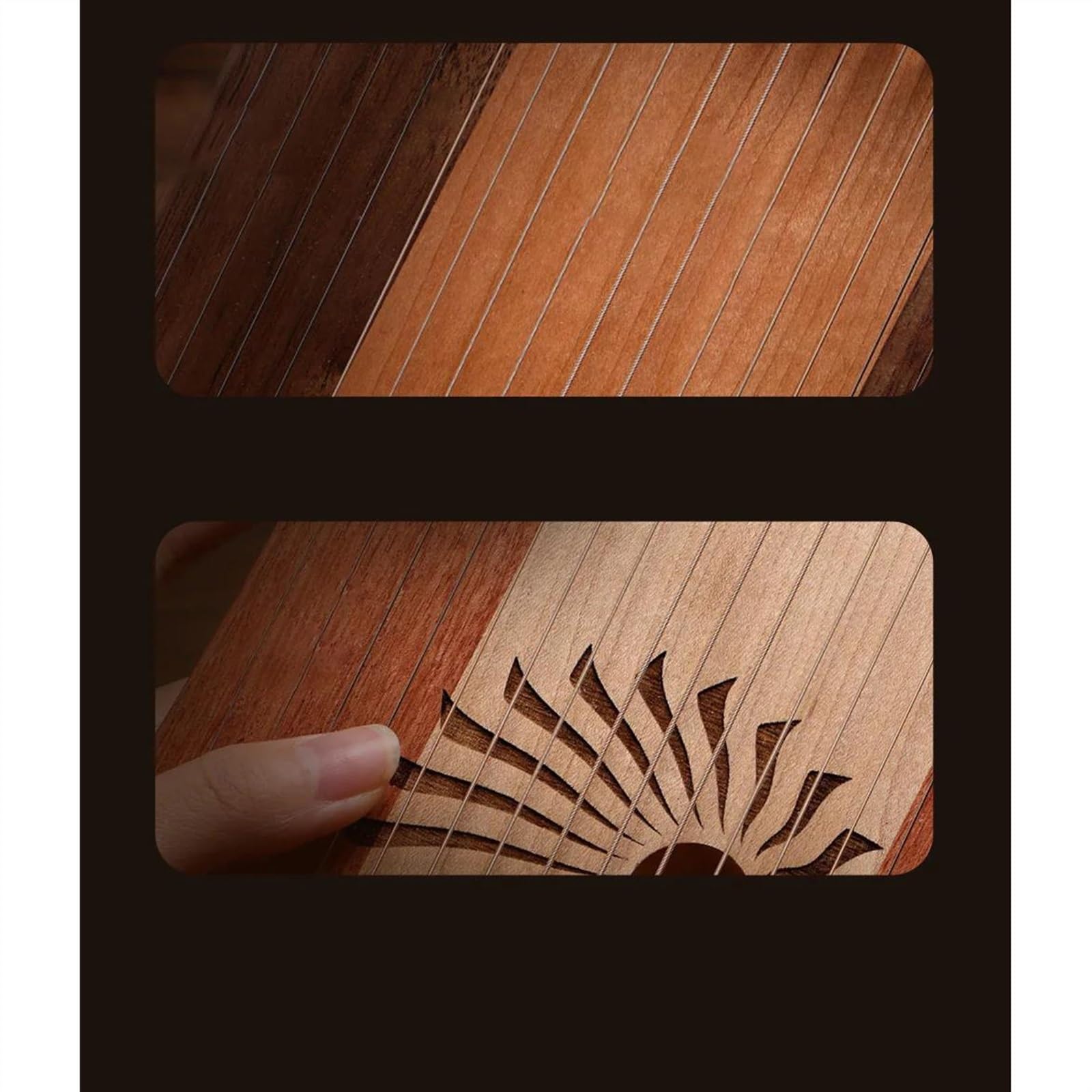 harfe instrument 17/31 Saitige Harfe Lyra Professionelles Fingerspiel 31/17 Saiten Harfe Lyra Klavier Anfänger Tragbares Instrument(17 sandalwood)