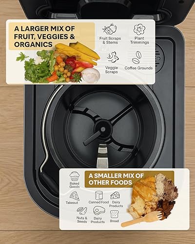 Miniatura 7 de Compostador eléctrico para cocina, contenedor de compostaje, gran capacidad de 4 litros, 3 modos de procesamiento, 3 opciones de capacidad, 2