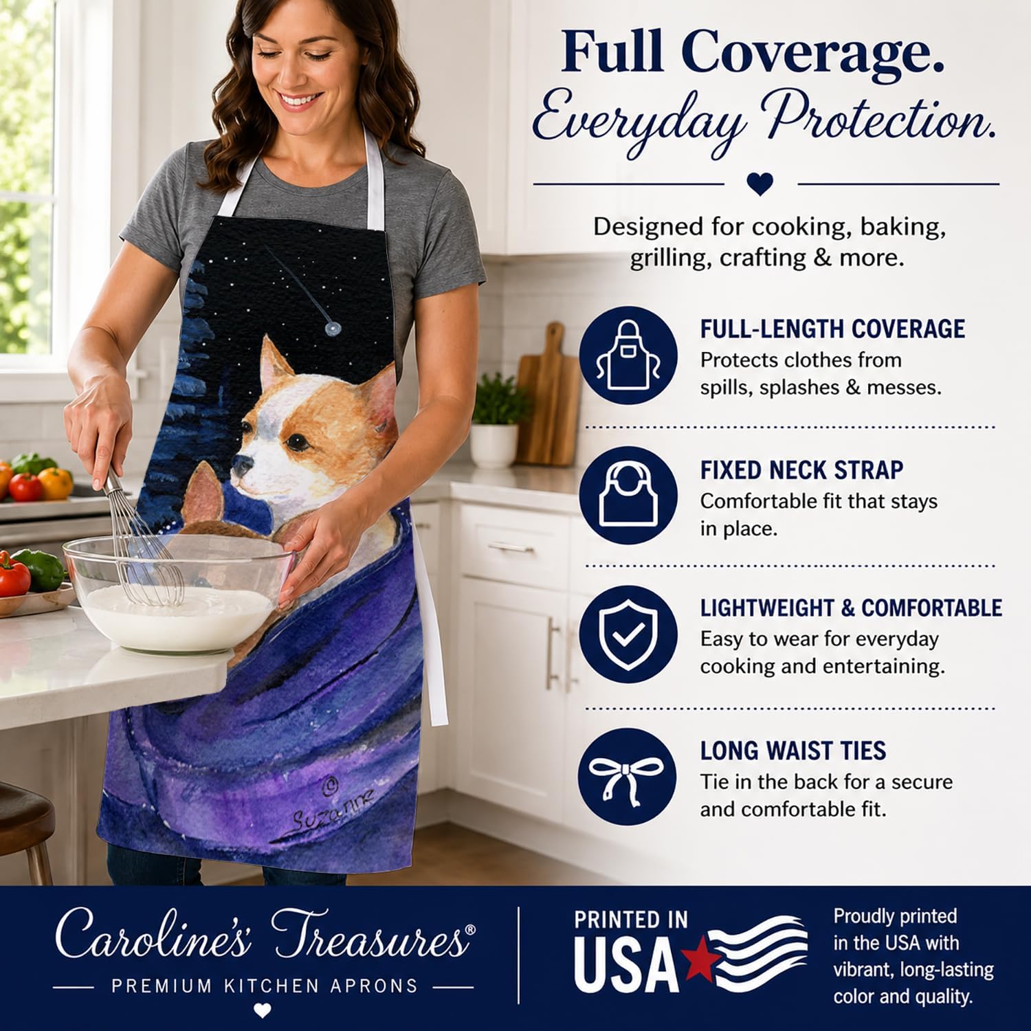 Caroline's Treasures SS8365APRON Starry Night Yorkie Apron Cooking Kitchen Server Baking Crafts Gardening for Adult Women Men image 3