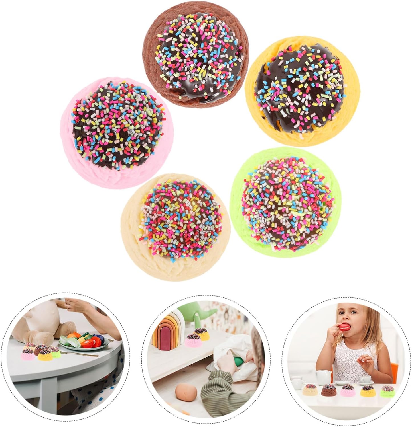 Milisten 5sets Realistic Ice Cream Balls Prop Adorable Fake Ice Cream Decoration for Photography Party Favors Home Decor for Themed Events and Displays 5pcs*5