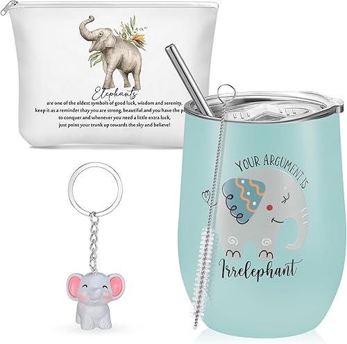 Miniatura 7 de Sieral Juego de 3 vasos de vino de cerdo de acero inoxidable con tapa, bolsa de cosméticos, llavero para enfermera, graduación, cumpleaños, temática