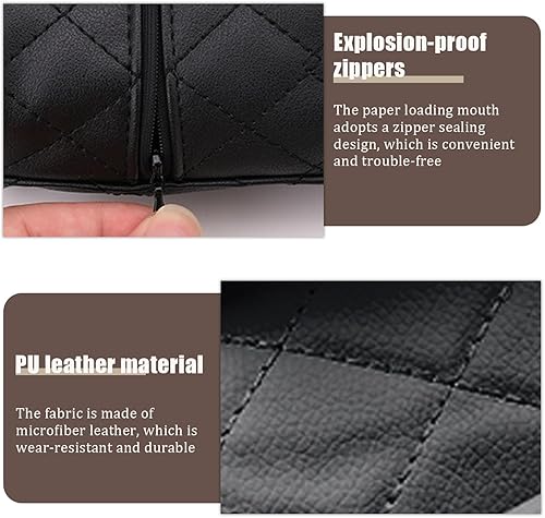 Miniatura 4 de Soporte de pañuelos estándar para automóvil, funda de caja de 120 pañuelos para automóvil, visera universal de piel sintética para automóvil o