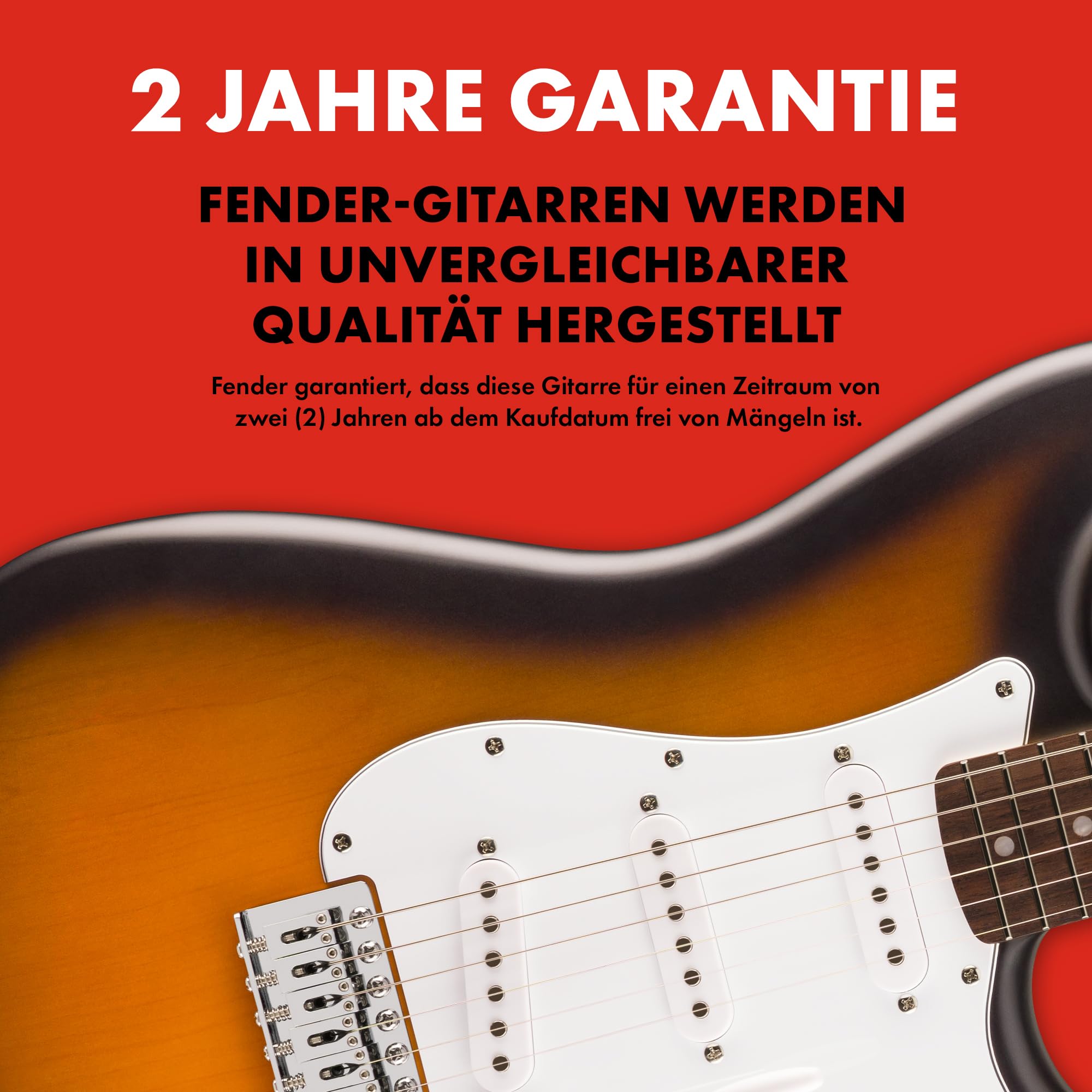 Squier by Fender Debut Collection Stratocaster E-Gitarre, Laurel-Griffbrett, Weißes Schlagbrett, 2-Farb-Sunburst