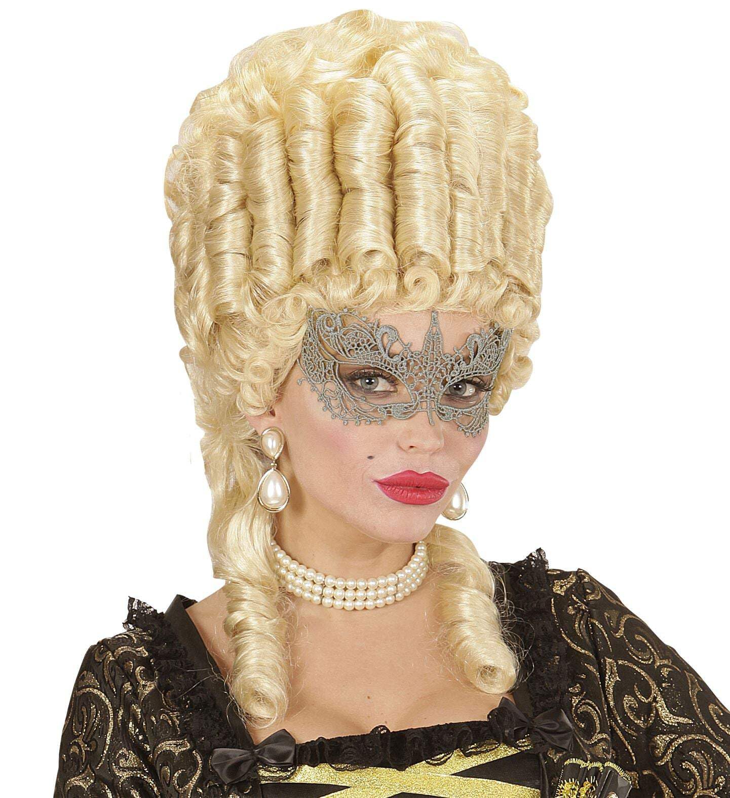 Widmann METALLIC IVORY LACE EYEMASK FOR FANCY DRESS ACCESSORY