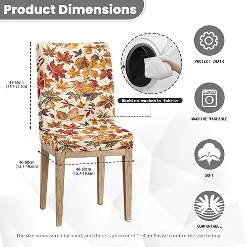 Miniatura 4 de Rnyleeg Fall Autumn Seat Covers for Dining Chairs Set of 2 Leaves Themed Stretch Dining Chair Covers Soft Comfy Chair Slipcovers for Kitchen Hoja de