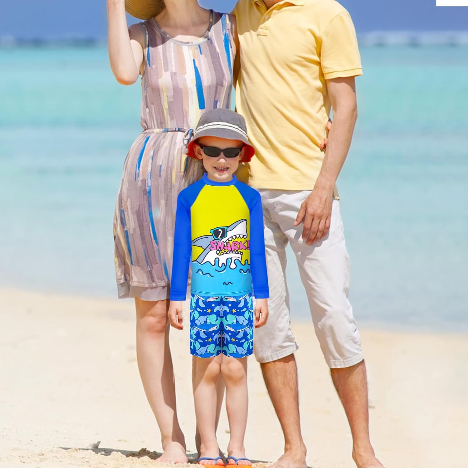 Boys Two Piece Rash Guard Swimsuits Sets Kids Long Sleeve Sunsuit Swimwear Sets - Image 2