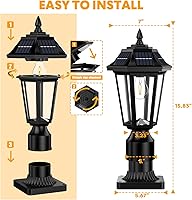 Vista 5 de Luces de Poste Solar para Exteriores con Sensor de Movimiento, Luces de Poste Solar Impermeables para Cerca/Jardín/Entrada de Vehículos, Iluminación