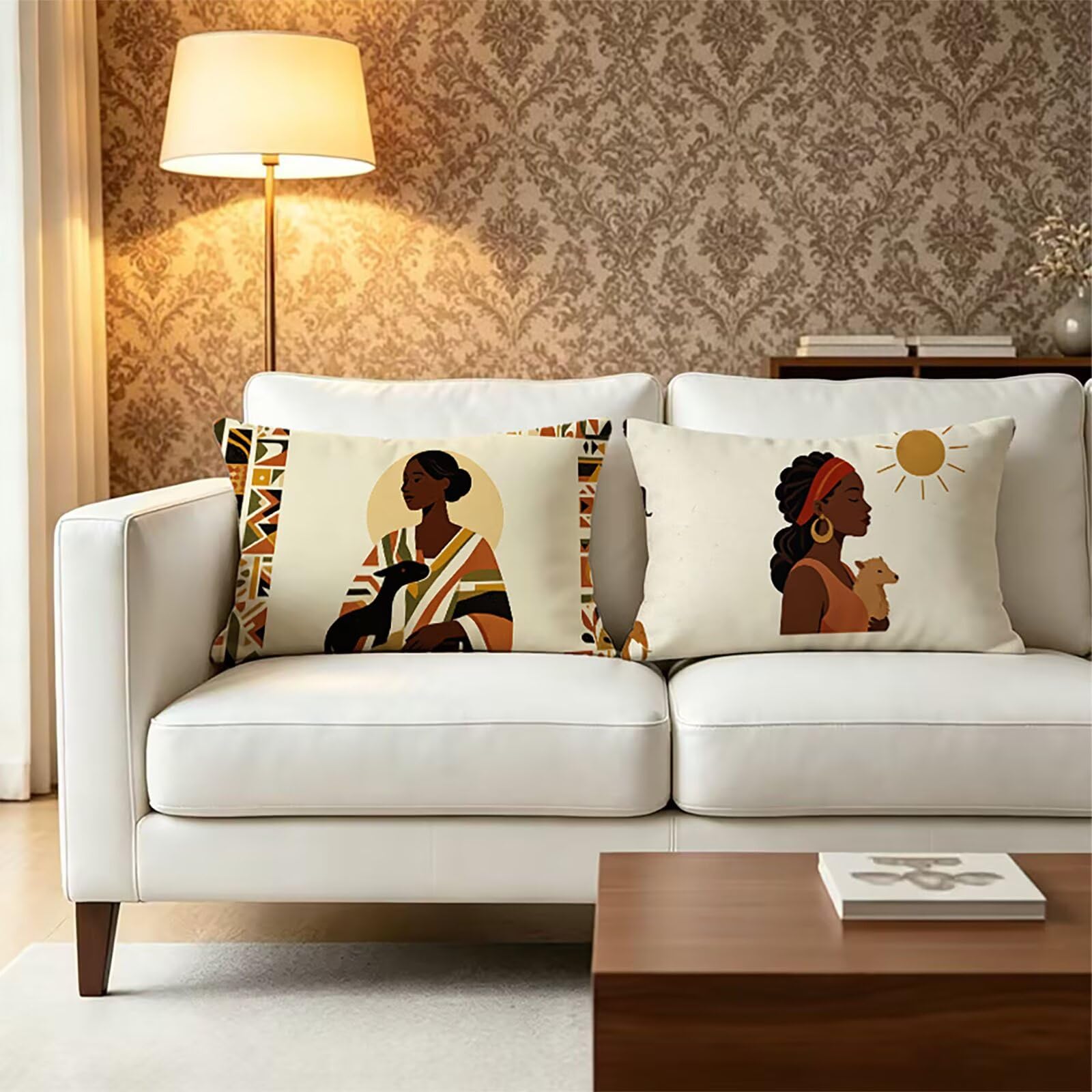 Federe Cuscini per Divano 60x80cm Federe Cuscino Letto Astratto THDZ-1041 | Federe Cuscini Reticolo Stampa Fronte-Retro Cerniera Invisibile per Divano Letto Moderno Decorazioni Casa Regalo Donna