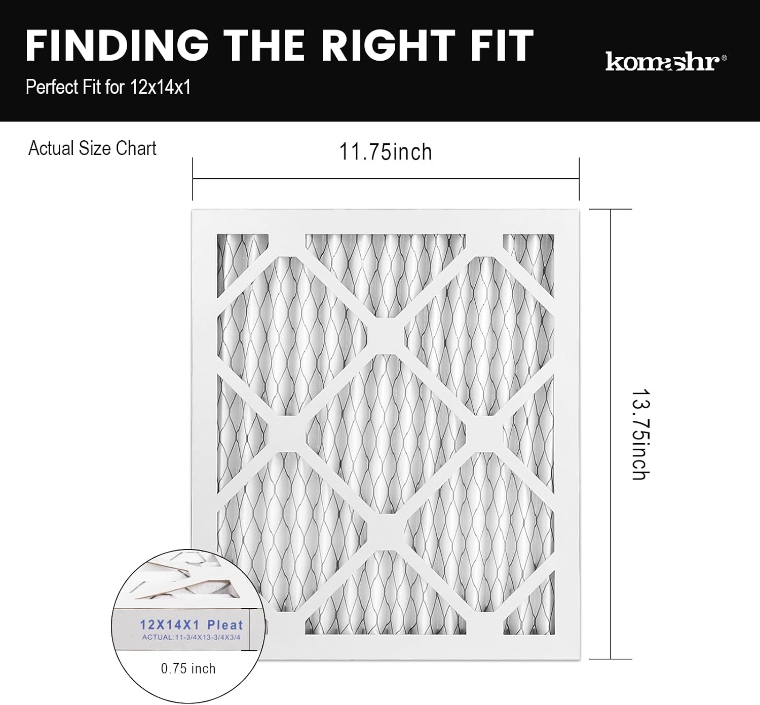 12x14x1 Air Filter MERV 8 (6-Pack), HVAC/Furnace AC Filter Replacement, Dust Defense–Comparable with MPR 600 & FPR 5 (Actual 11.75x13.75x0.75)