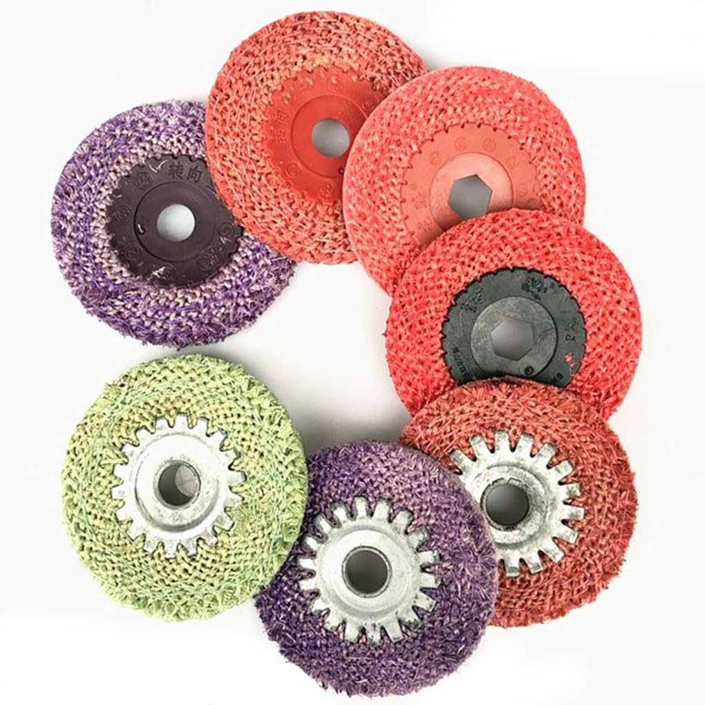 10PCS Stainless Steel Polishing Wheel Red Hemp Wheel, Iron Core Reinforced Sisal Metal Polishing Wheel 100 Type Angle Grinder Special - (100x16mm)