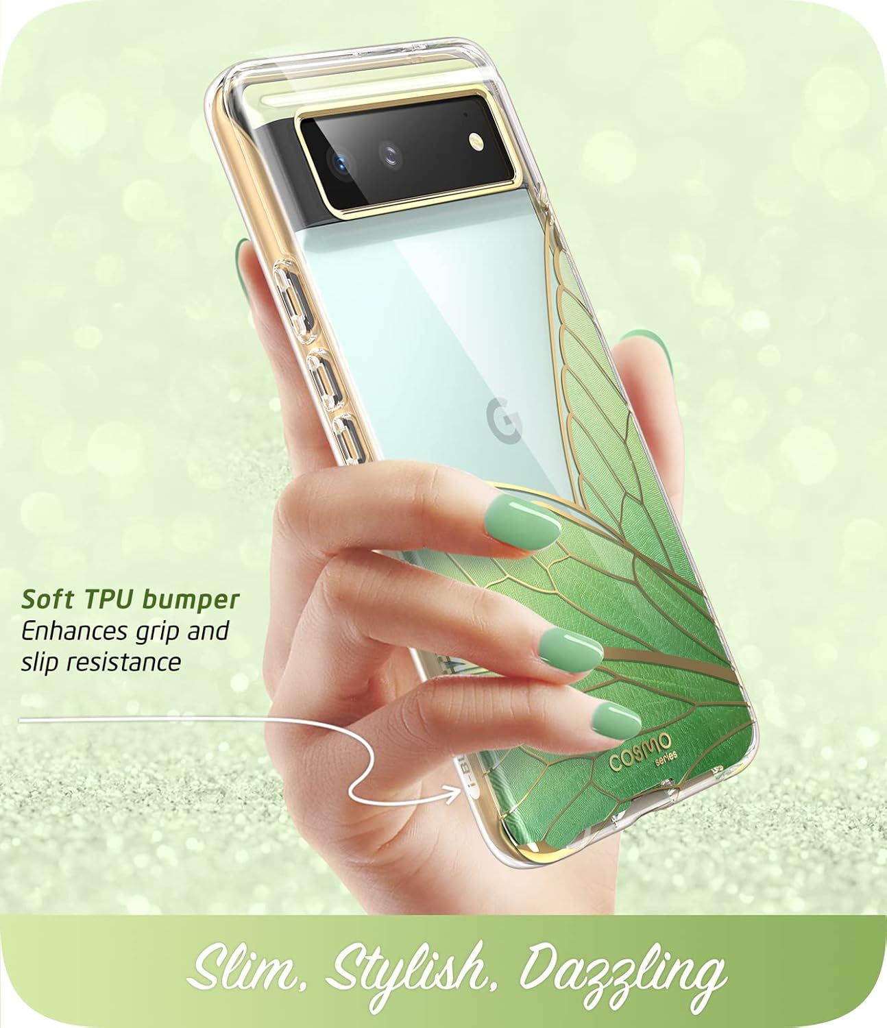 i-Blason Cosmo Series Case for Google Pixel 6 (2021), Slim Full-Body Stylish Protective Case Without Built-in Screen Protector (GreenFly)