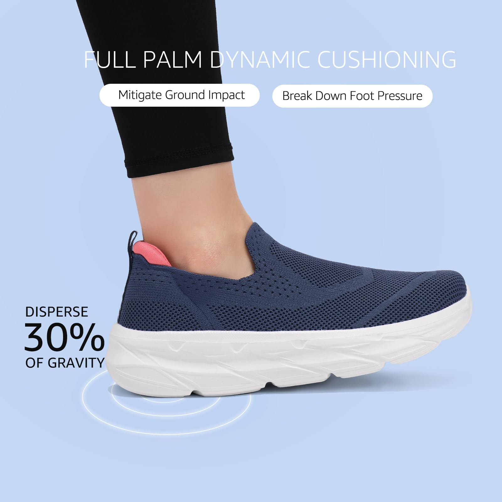 STQ Scarpe da ginnastica da donna senza lacci, con punta larga, comode, da tennis, in memory foam, ortopedico, supporto per arco plantare, per fascite plantare, palestra, fitness
