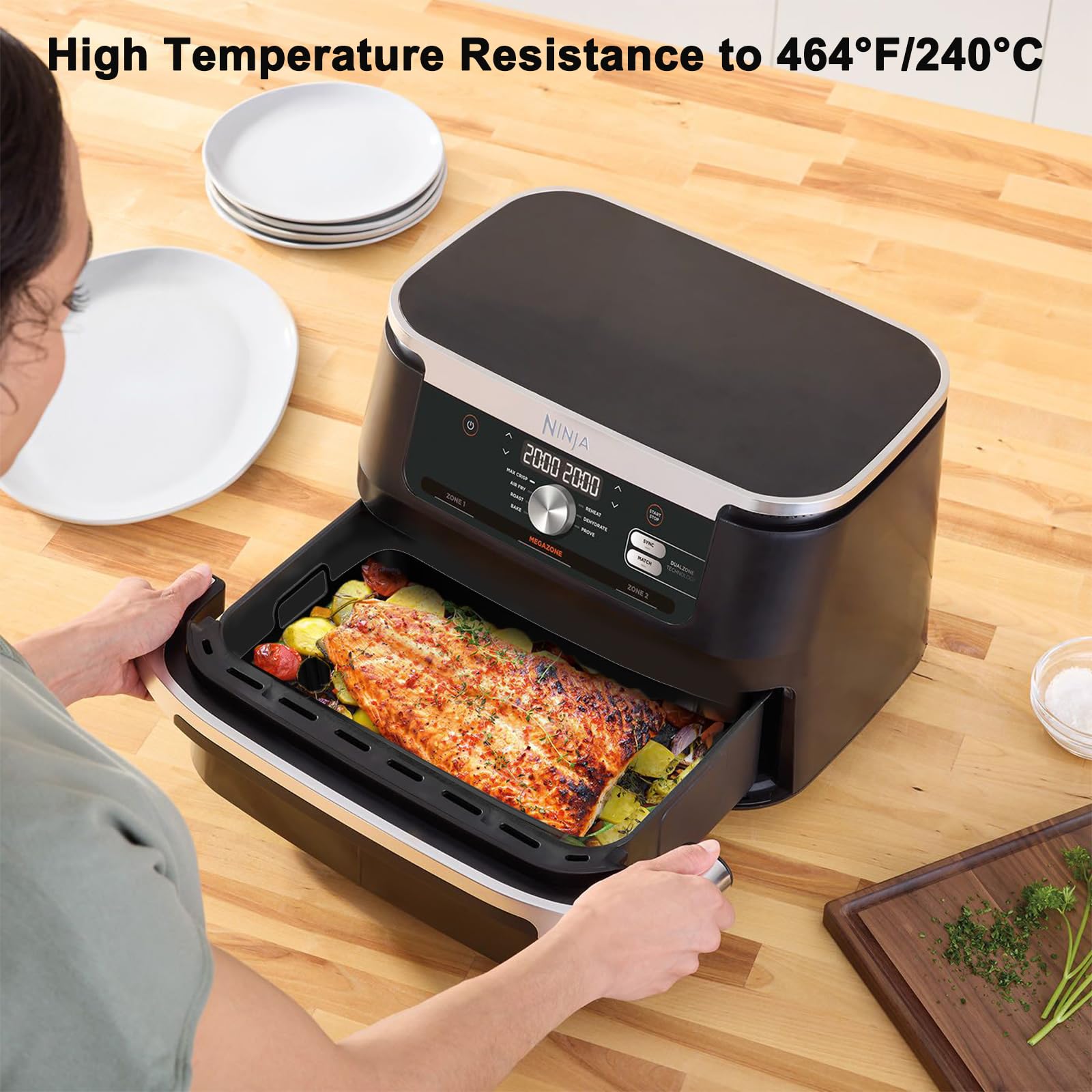 Heißluftfritteusen Zubehör Set – 20 Teile Für Ninja & Cosori, Inkl. Silikoneinsätze, Grillrost, Backformen & Mehr