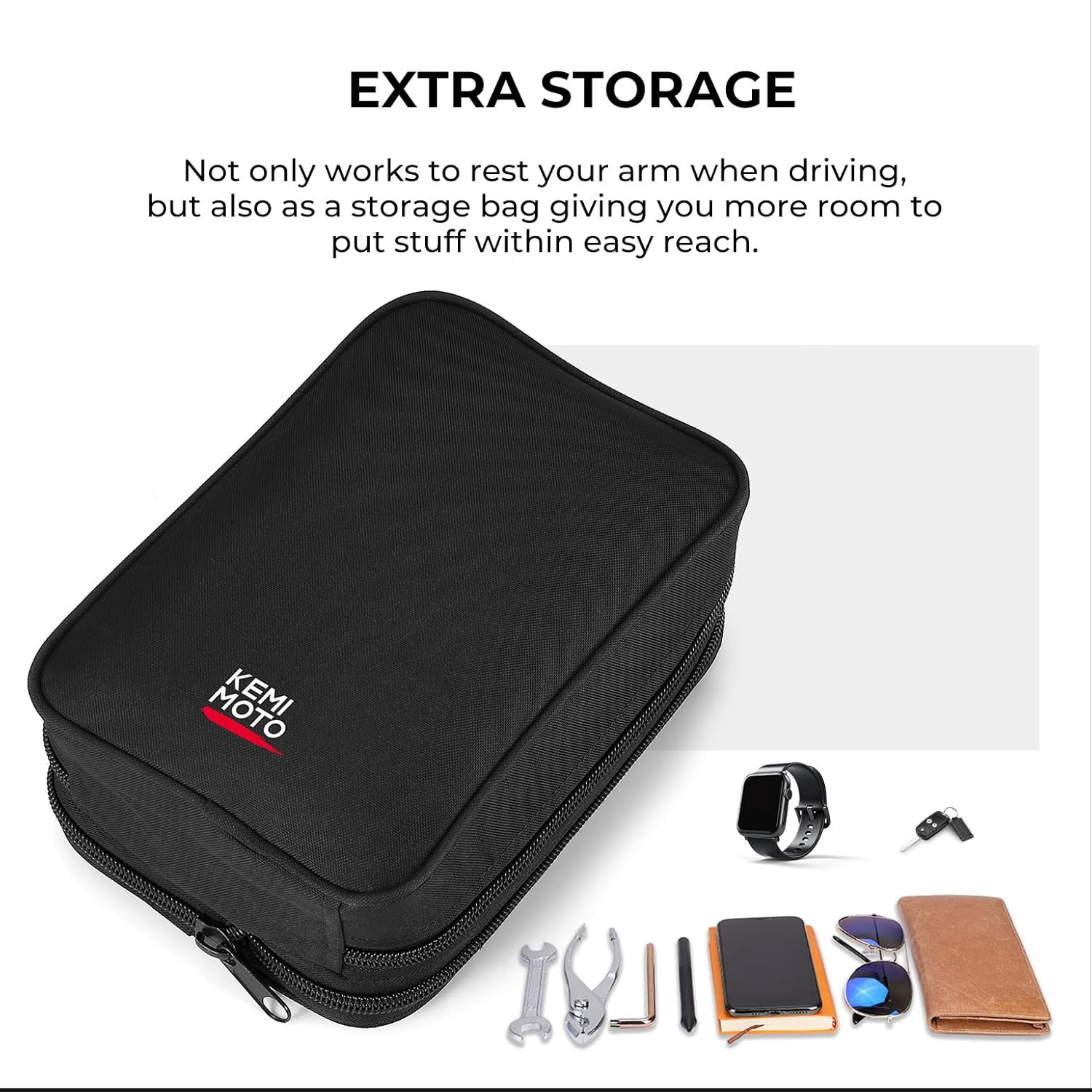 KEMIMOTO UTV Armrest Safe 1680D High-Density Armrest Safe Console Storage Bag Compatible with Polaris RZR 900/900 S / 1000/1000 S / 1000 XP/XP 1000 Turbo