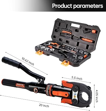 Hydraulic Copper Pipe Tube Fittings Crimping Tools with1/2,3/4,1 Dies for copper Pipe and F877 Stainless PEX Press Sleeves,3/8,1/2,5/8,3/4,1 Dies for ASTM F1807 Pex Pipe Copper Ring