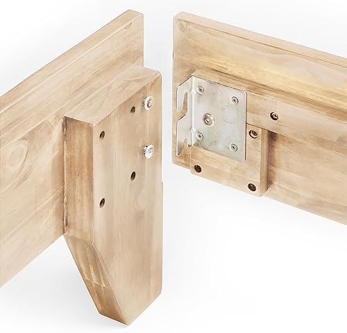 Miniatura 4 de eLuxurySupply Marco de cama de plataforma de madera tamaño matrimonial, natural, perfil bajo, no necesita somier, fácil montaje, estilo minimalista