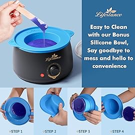 Lifestance Complete Home Waxing Kit, L1 Hard Wax Warmer for Hair Removal, Brazilian Bikini Wax Kit for Women Men, 59 Items, No-Mess Silicone Liner, Wax Heater, Hot Wax Pot for Body Leg Face Eyebrow