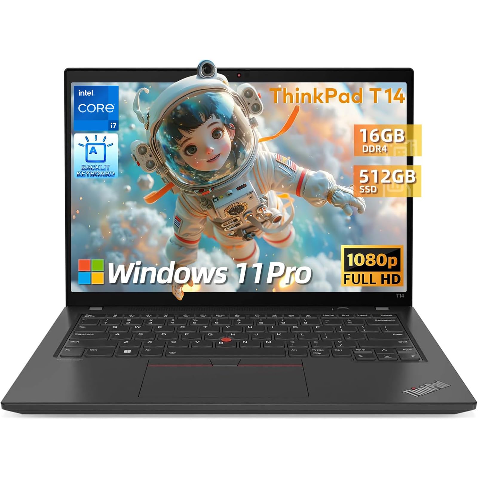 Lenovo Ordinateur portable Thinkpad T14 i7 i7-10e PC Win11 Pro (renouvelé)