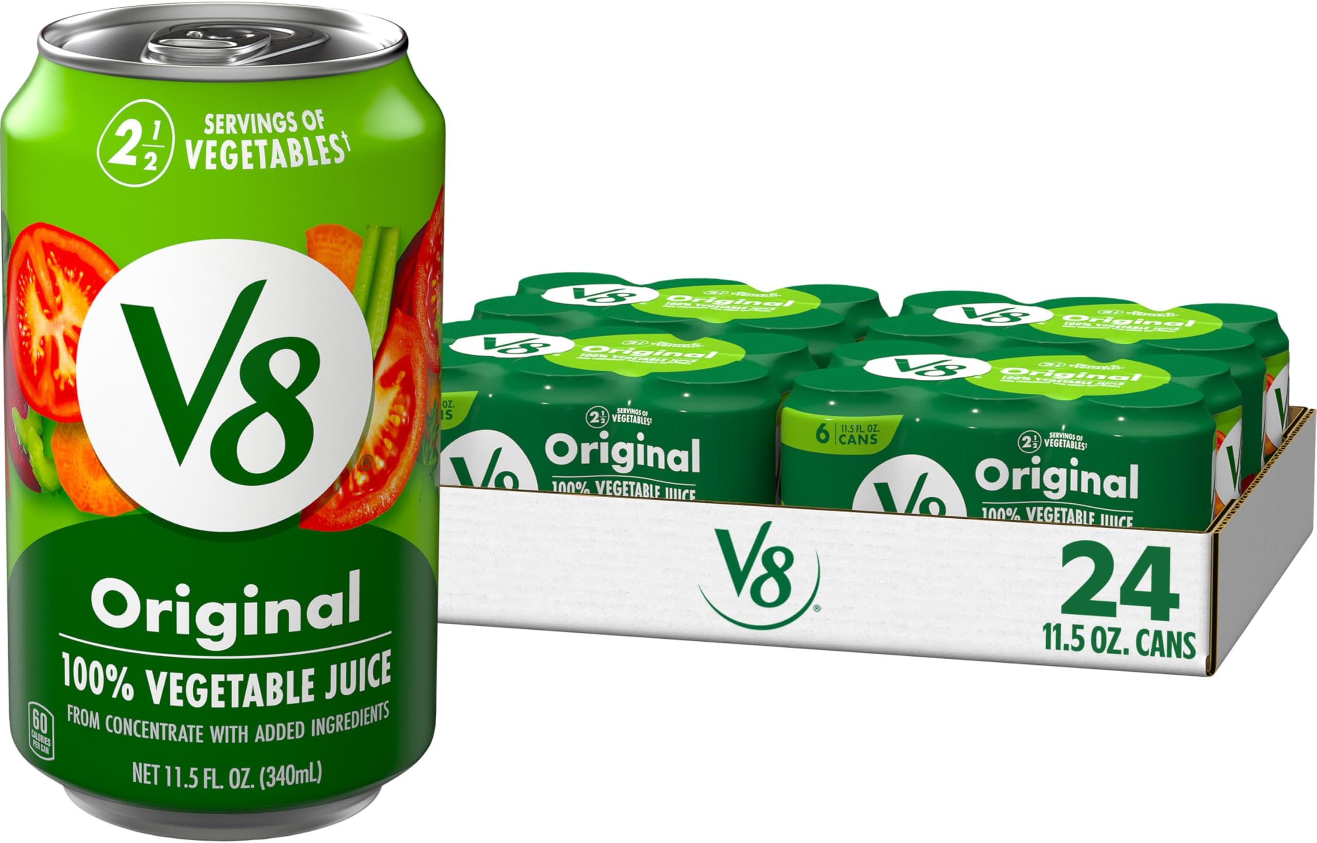 V8 Original 100% Vegetable Juice, 11.5 fl oz Can (24 Pack)