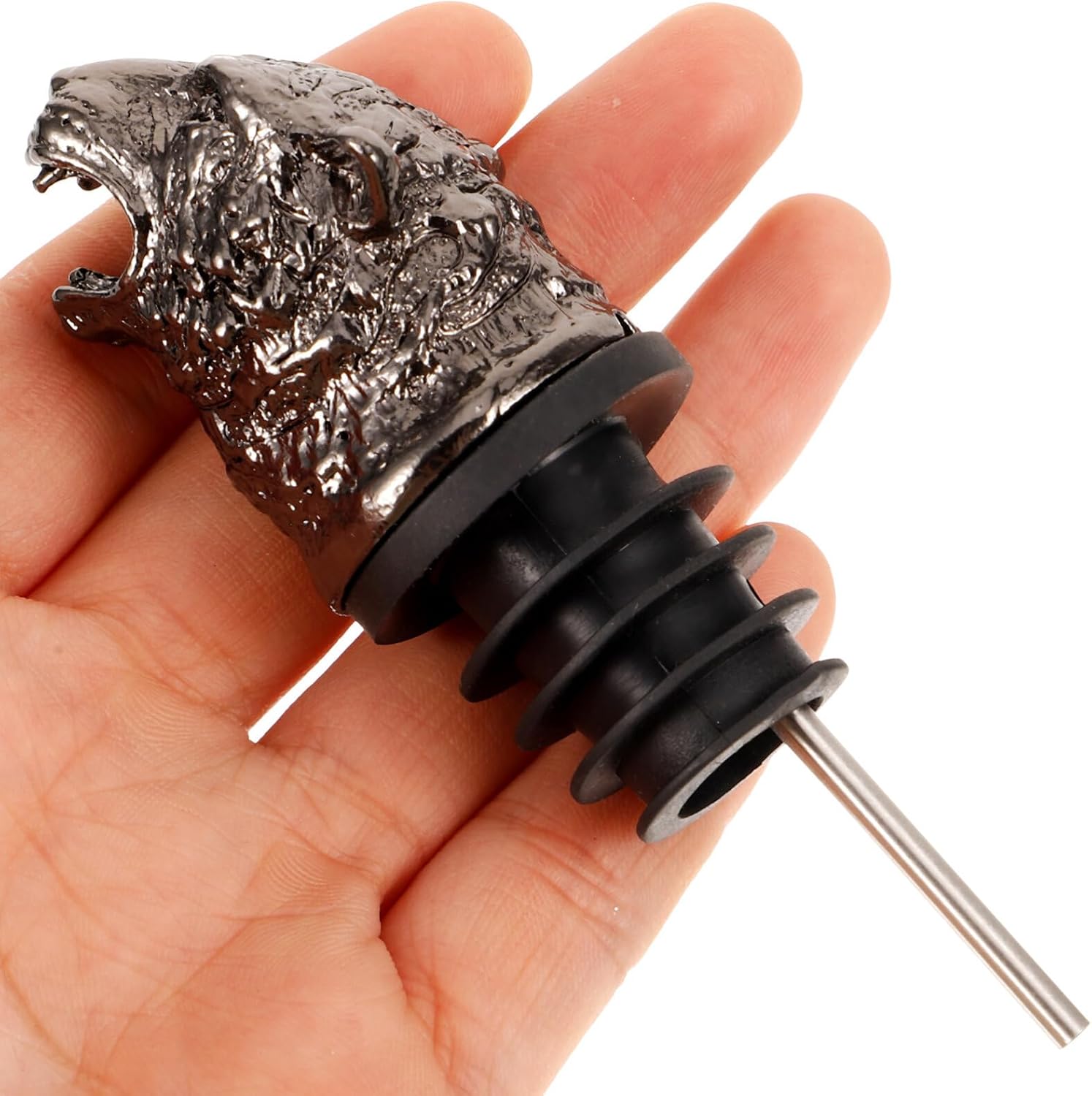 Tiger Head Wine Pourer Spouts Xmas Black Zinc Alloy Bottle