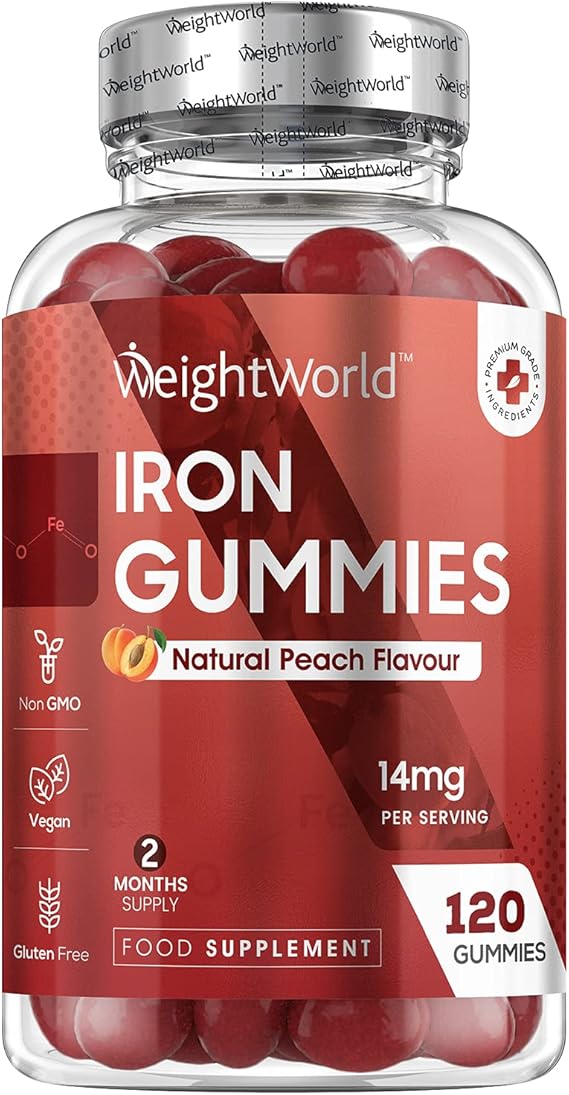Iron Gummies (14mg Per Serving) 120 Chewable Iron Gummies (2 Months