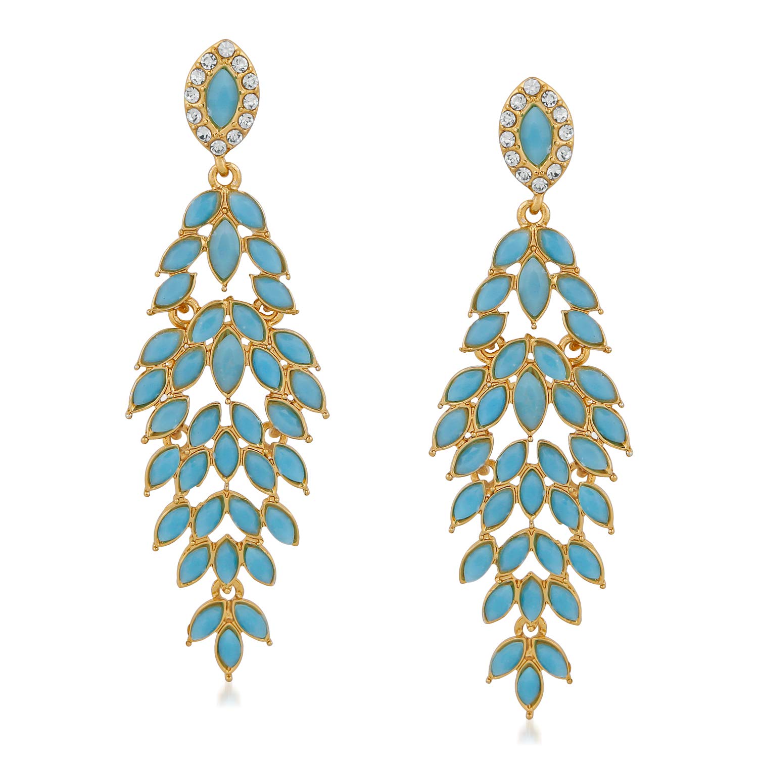 Mahi Gold Plated Dazzling marquise carrot blue crystals dangler earrings for girls and women ER1109558G (B07NRJD9F3) Amazon Price History, Amazon Price Tracker
