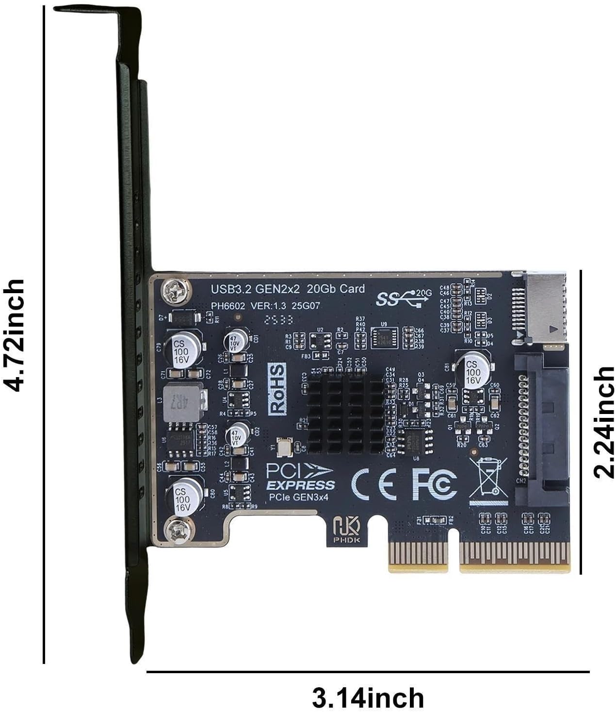 PCI‑E X4 USB3.2 Gen2 Expansion Card