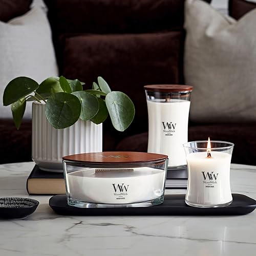 Vista 4 de WoodWick Regalos de velas de Navidad de lana cálida para mujeres y hombres, vela mediana de reloj de arena de 9.7 oz con mecha crepitante Lana