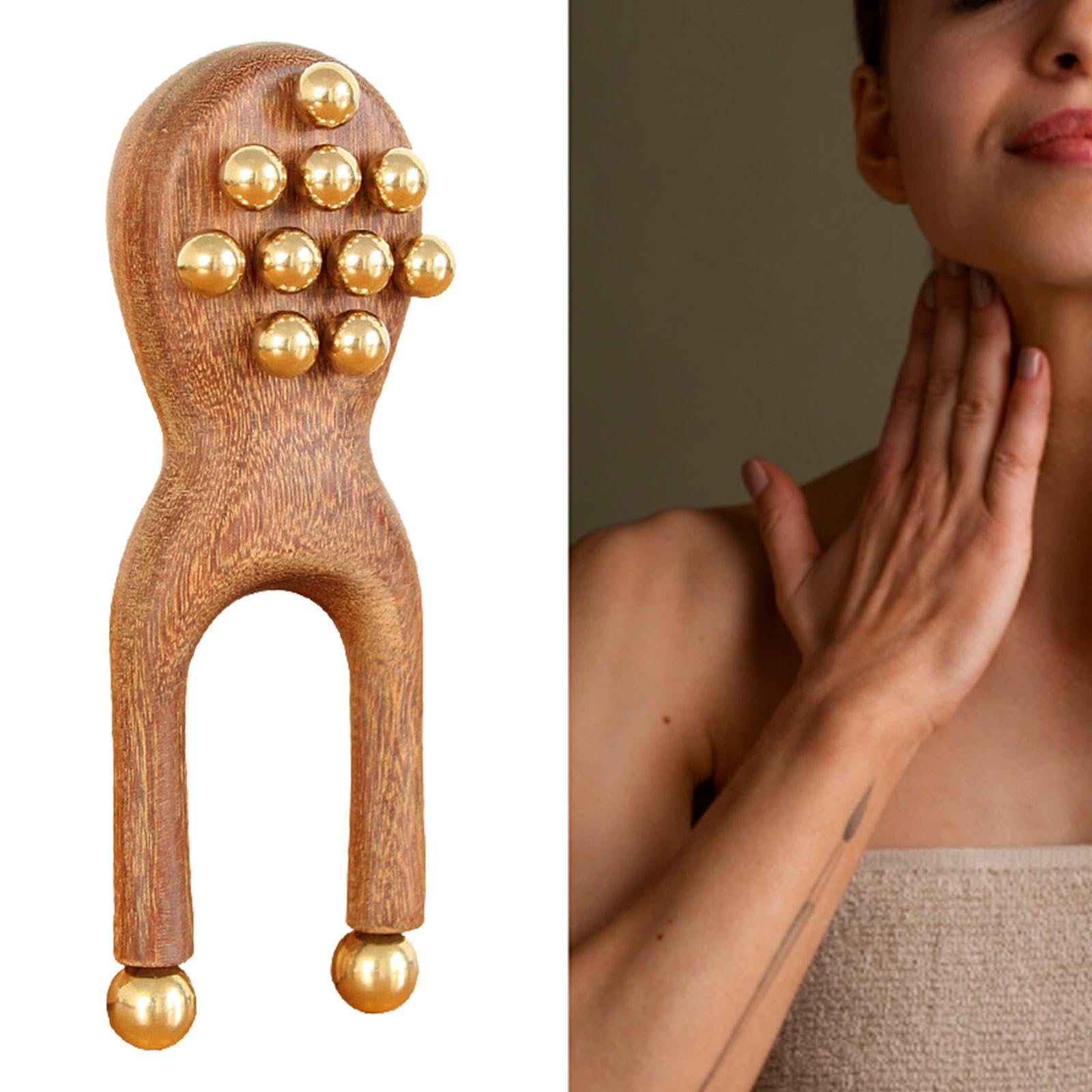 Oshhni Rodillos de madera para masaje facial Guasha, fáciles de usar, portátiles, ligeros, para masaje facial manual, regalo para mujeres y hombres.
