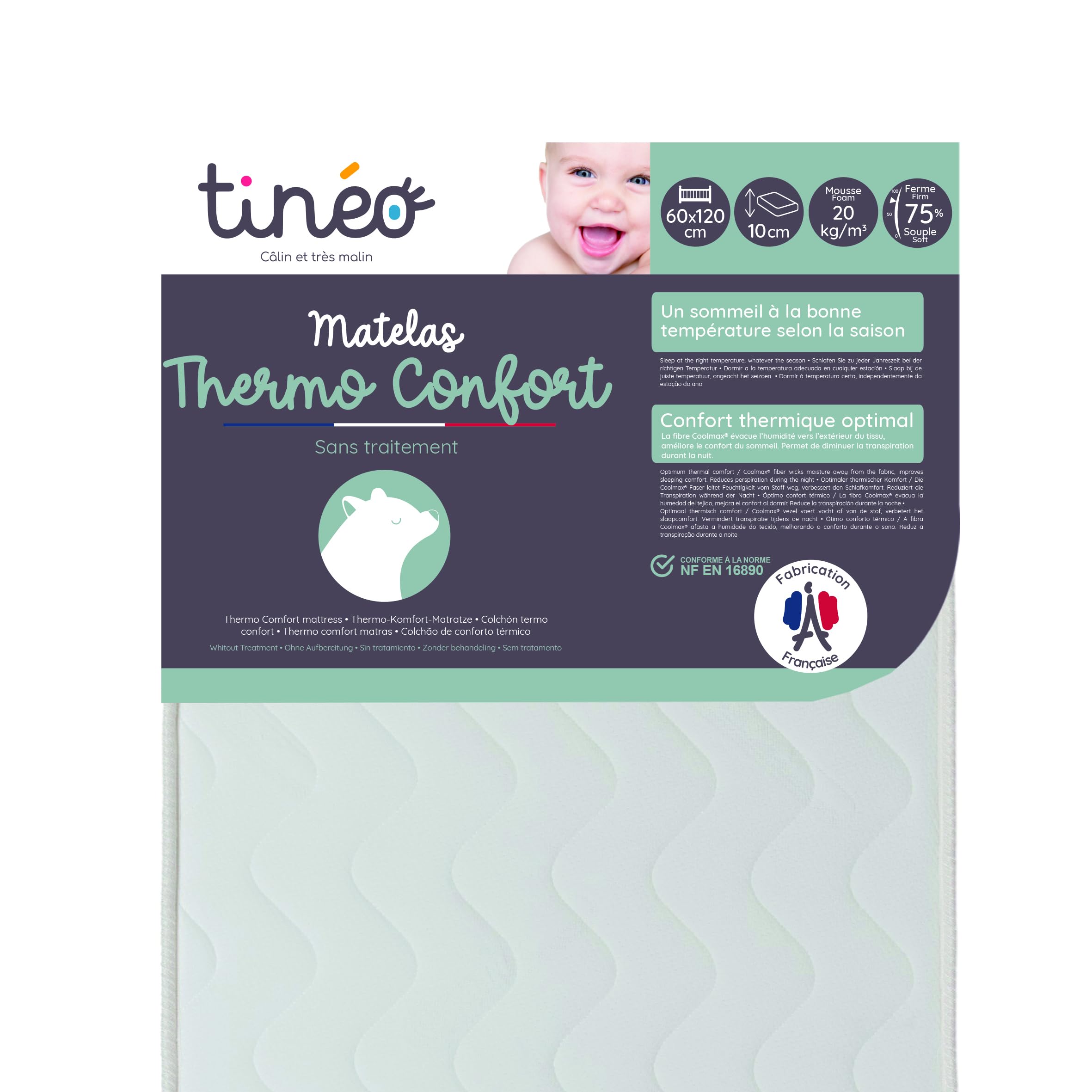 Matelas bébé 60x120cm Thermo Confort